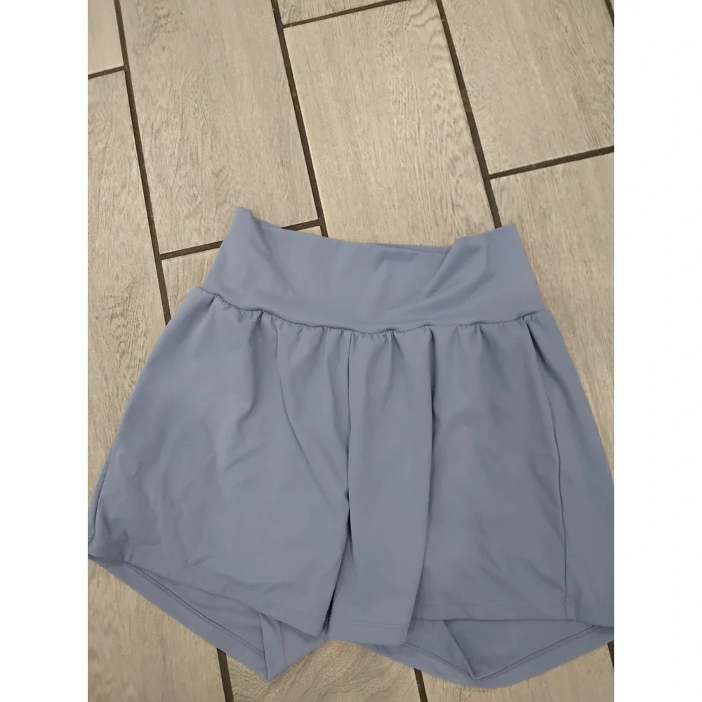 Halara Women Light Blue High Waisted Flowy Active Shorts Size L Long Athletic